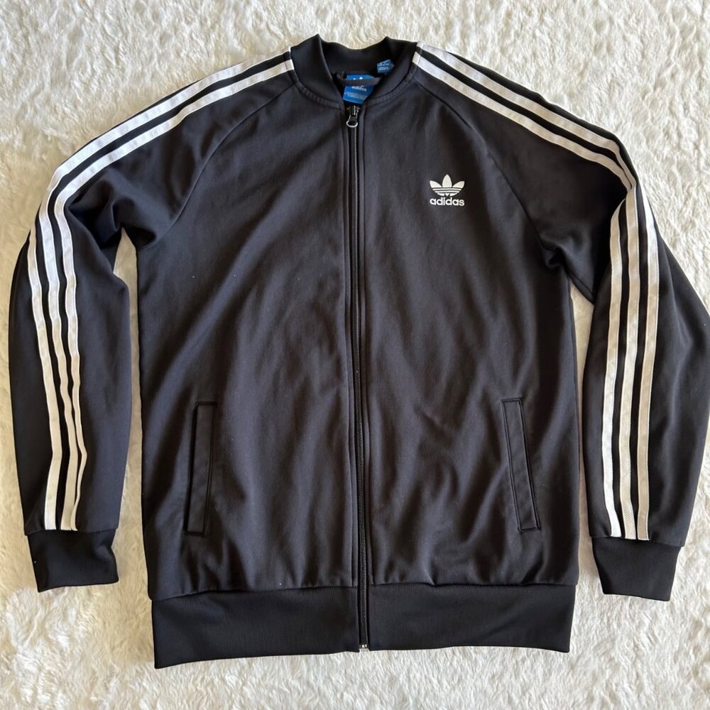 Adidas Originals Black Full-Zip Track Jacket Youth‎ XL 15-16 Years